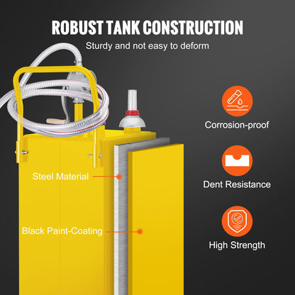 Fuel Caddy, 35 gallon, gaslagringstank på 4 hjul, med manuell överföringspump, bensindieselbränslebehållare för bilar, gräsklippare, terränghjulingar, båtar, mer, gul