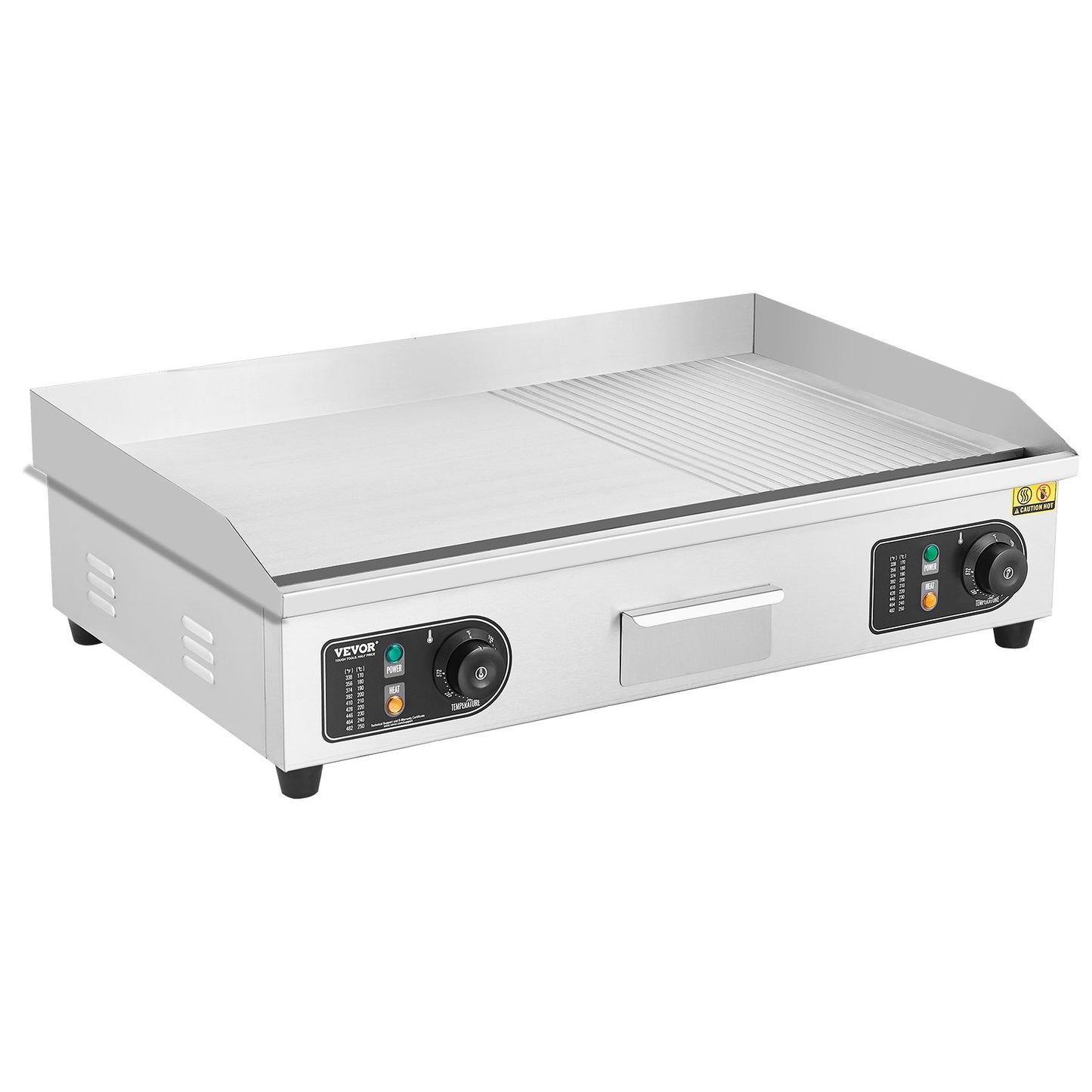 Commercial Electric Grill 4400W Bänkskiva Halv-Plat Top Grill 122℉-572℉