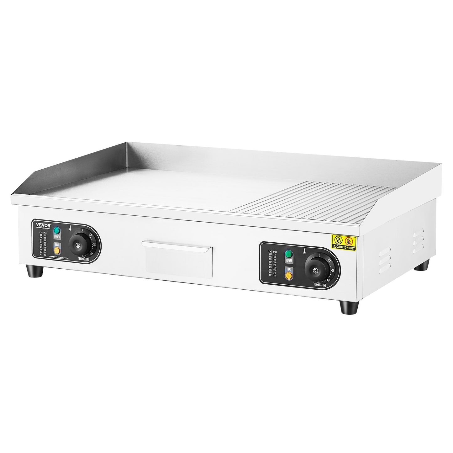Commercial Electric Grill 4400W Bänkskiva Halv-Plat Top Grill 122℉-572℉