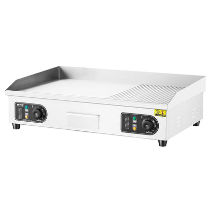 Commercial Electric Grill 4400W Bänkskiva Halv-Plat Top Grill 122℉-572℉