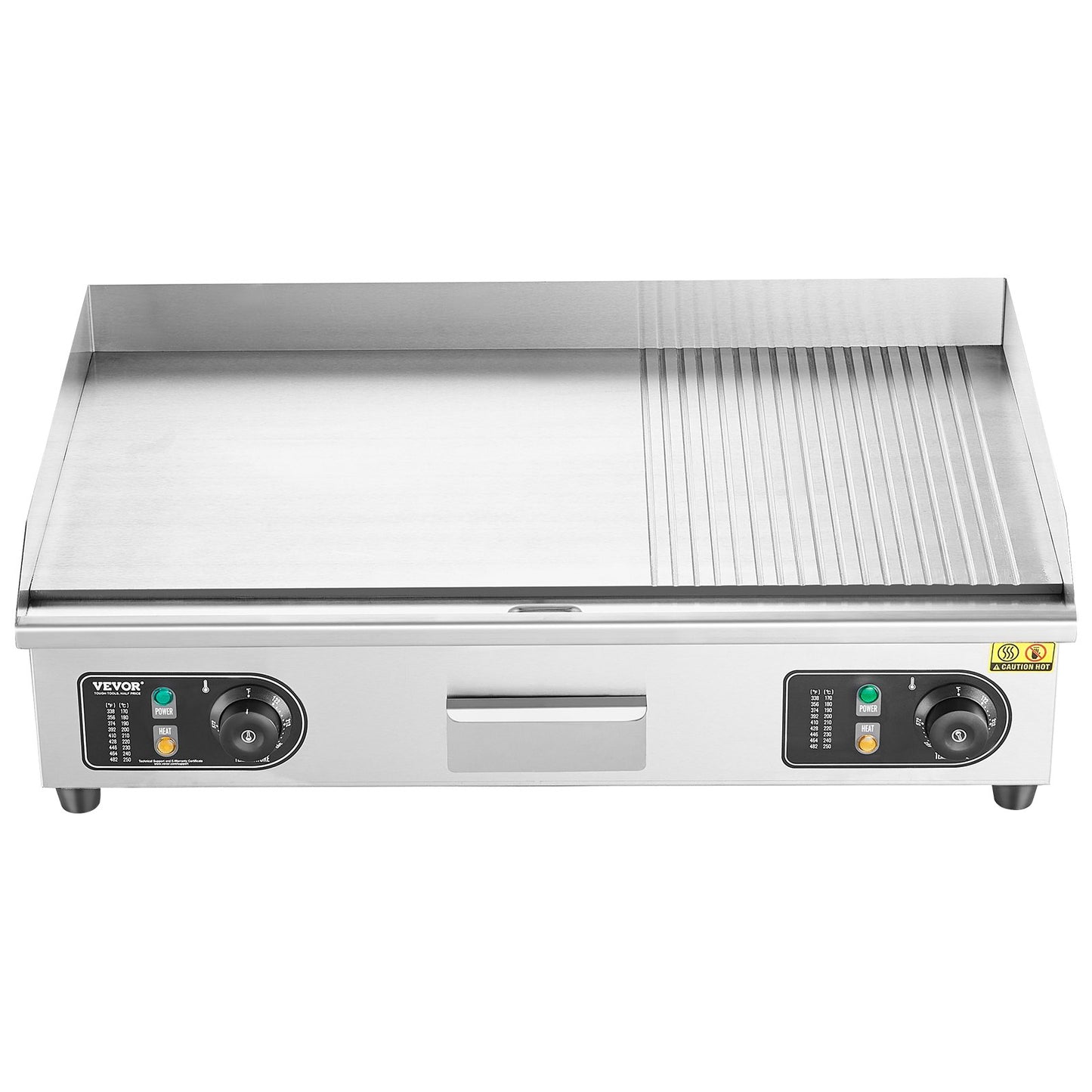 Commercial Electric Grill 4400W Bänkskiva Halv-Plat Top Grill 122℉-572℉