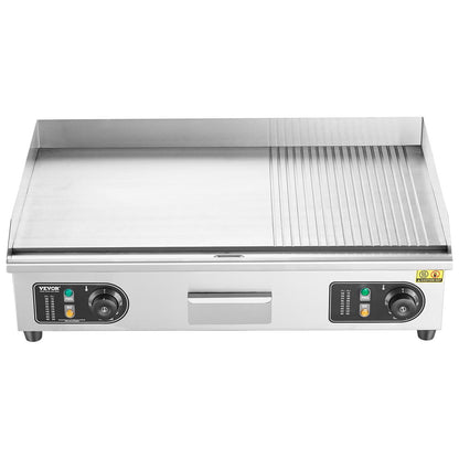 Commercial Electric Grill 4400W Bänkskiva Halv-Plat Top Grill 122℉-572℉