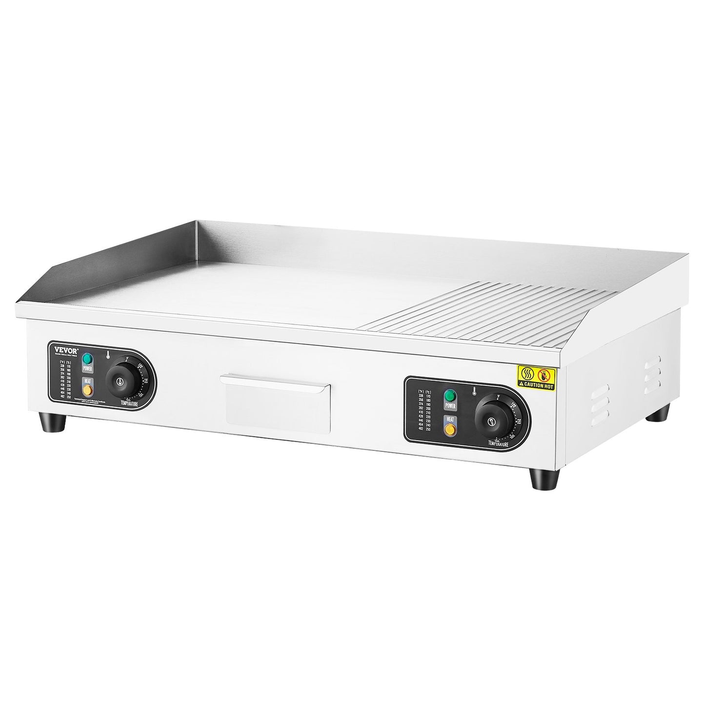 Commercial Electric Grill 4400W Bänkskiva Halv-Plat Top Grill 122℉-572℉