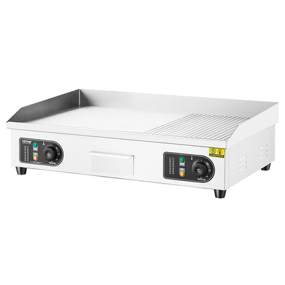 Commercial Electric Grill 4400W Bänkskiva Halv-Plat Top Grill 122℉-572℉