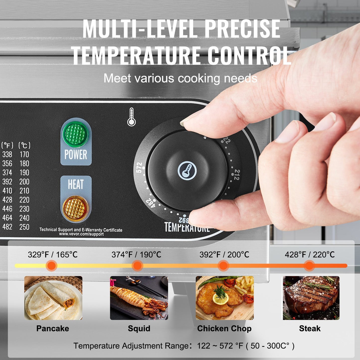 Commercial Electric Grill 4400 W Plattgrill för bänkskiva 122℉-572℉