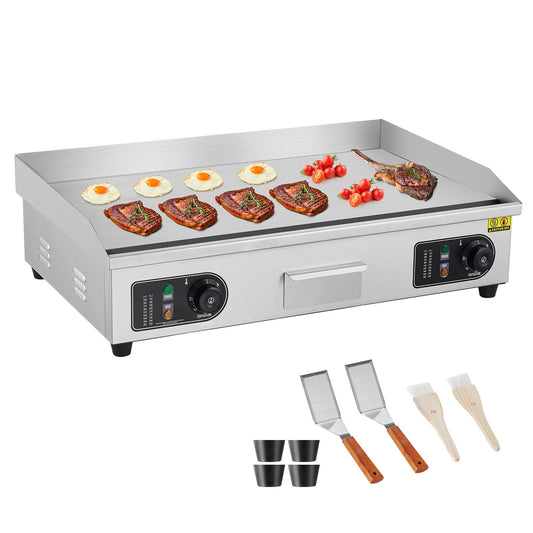 Commercial Electric Grill 4400 W Plattgrill för bänkskiva 122℉-572℉