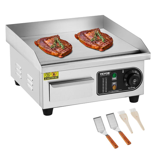 Kommersiell elektrisk grill 2000 W bänkskiva platt grill 122℉-572℉
