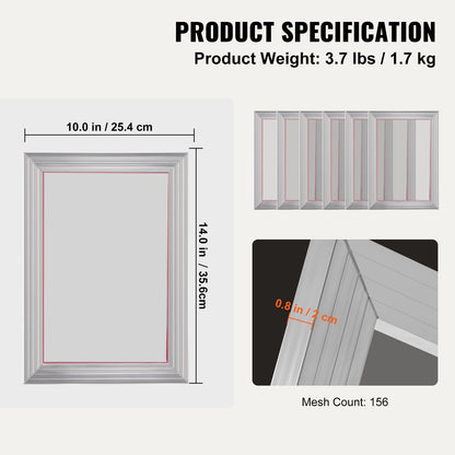 Screen Printing Kit Silk Screen Printing Ram 10x14in 156 Count Mesh 6st