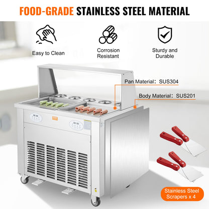 Fried Ice Cream Roll Machine Rolled Ice Cream Maker 13,8x13,8 tum 2 kastruller