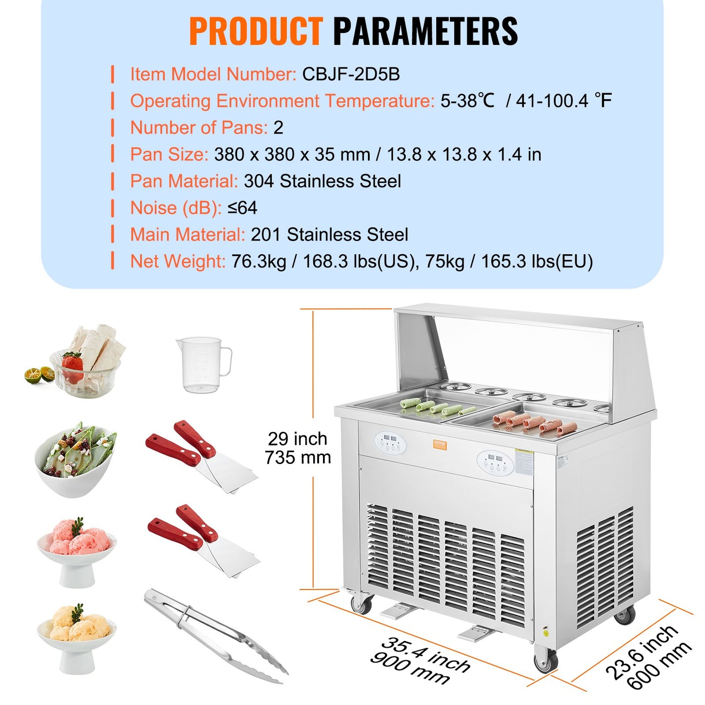 Fried Ice Cream Roll Machine Rolled Ice Cream Maker 13,8x13,8 tum 2 kastruller