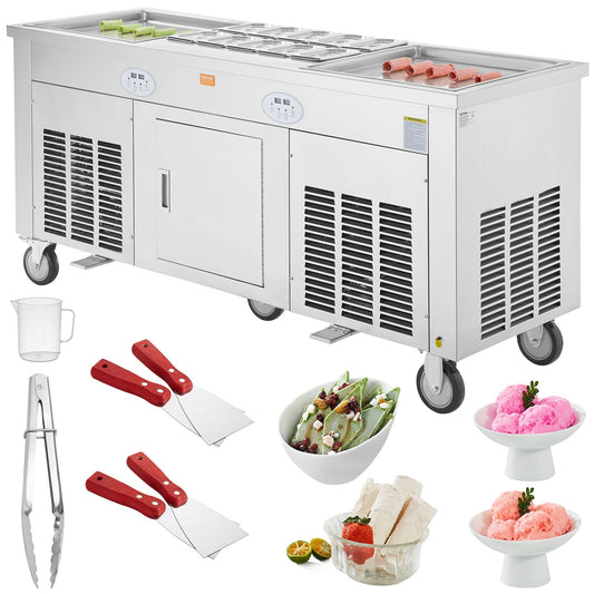 Fried Ice Cream Roll Machine Rolled Ice Cream Maker 17,7x17,7 tum 2 kastruller