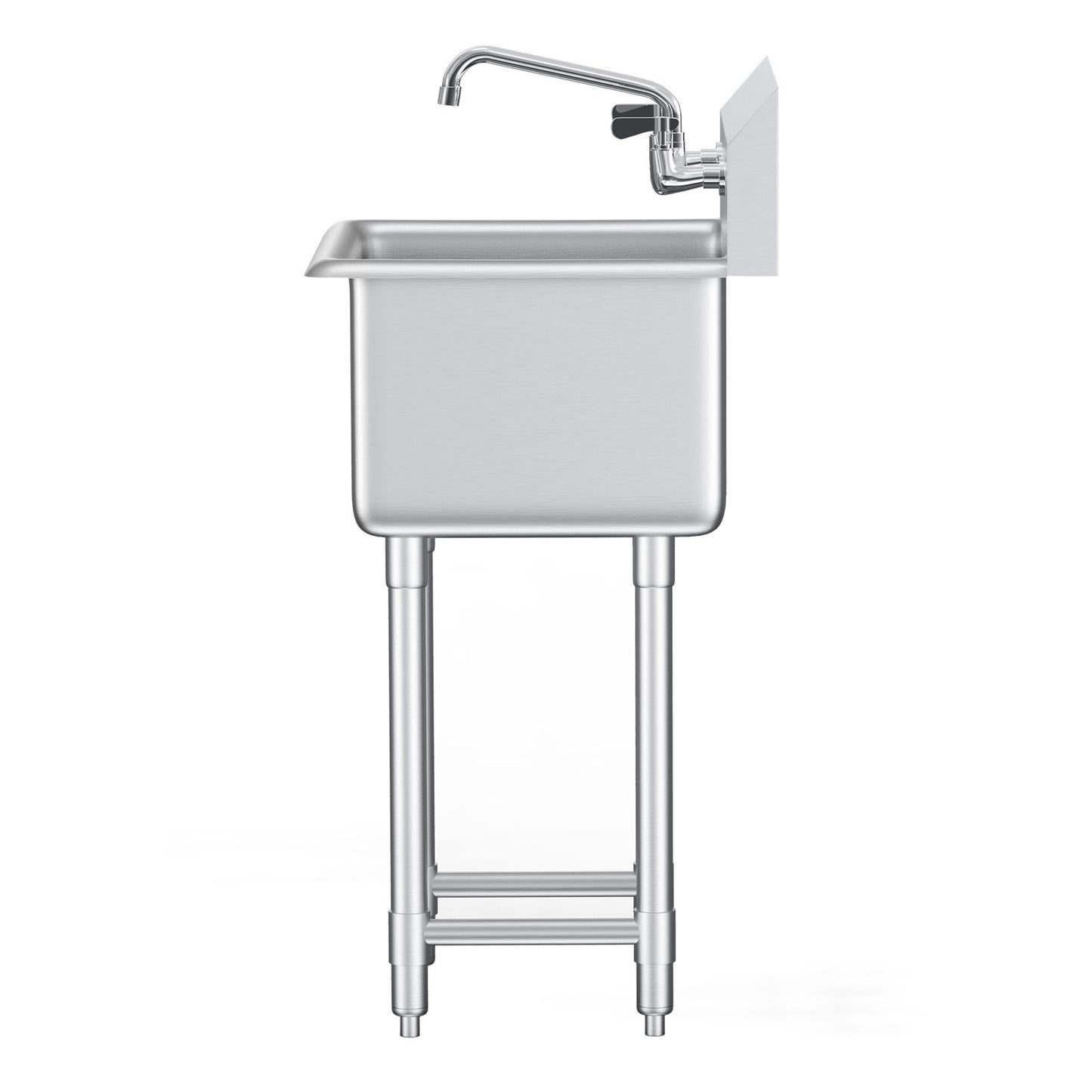 Rostfritt stål Förberedelse & Utility Diskbänk, 1 fack fristående liten diskbänk inkluderar kran och ben, 18"x41" kommersiella diskbänkar för garage, restaurang, kök, tvätt, NSF-certifierad