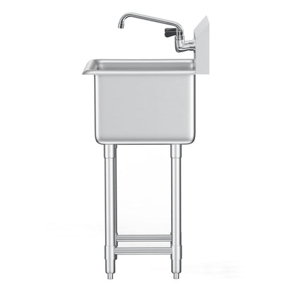 Rostfritt stål Förberedelse & Utility Diskbänk, 1 fack fristående liten diskbänk inkluderar kran och ben, 18"x41" kommersiella diskbänkar för garage, restaurang, kök, tvätt, NSF-certifierad