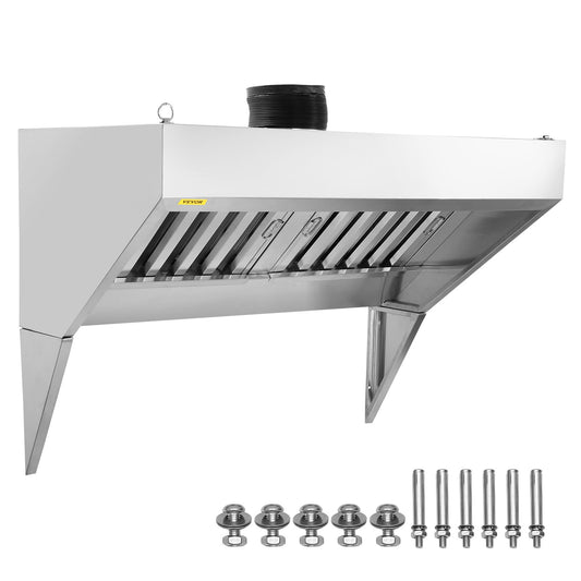 Commercial Avgaskåpa, 5FT Food Truck Huv Avgassystem, 201 rostfritt stål koncessionsvagnshuv med 2 löstagbara U-formade rutnät Oljefilternät, rostbeständig ventilkåpa för köksrestaurang