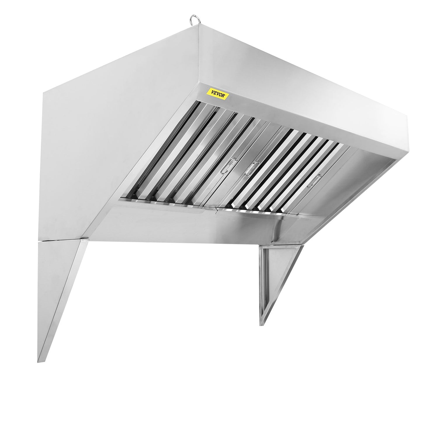 Commercial Avgaskåpa, 5FT Food Truck Huv Avgassystem, 201 rostfritt stål koncessionsvagnshuv med 2 löstagbara U-formade rutnät Oljefilternät, rostbeständig ventilkåpa för köksrestaurang