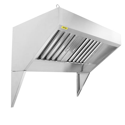 Commercial Avgaskåpa, 5FT Food Truck Huv Avgassystem, 201 rostfritt stål koncessionsvagnshuv med 2 löstagbara U-formade rutnät Oljefilternät, rostbeständig ventilkåpa för köksrestaurang