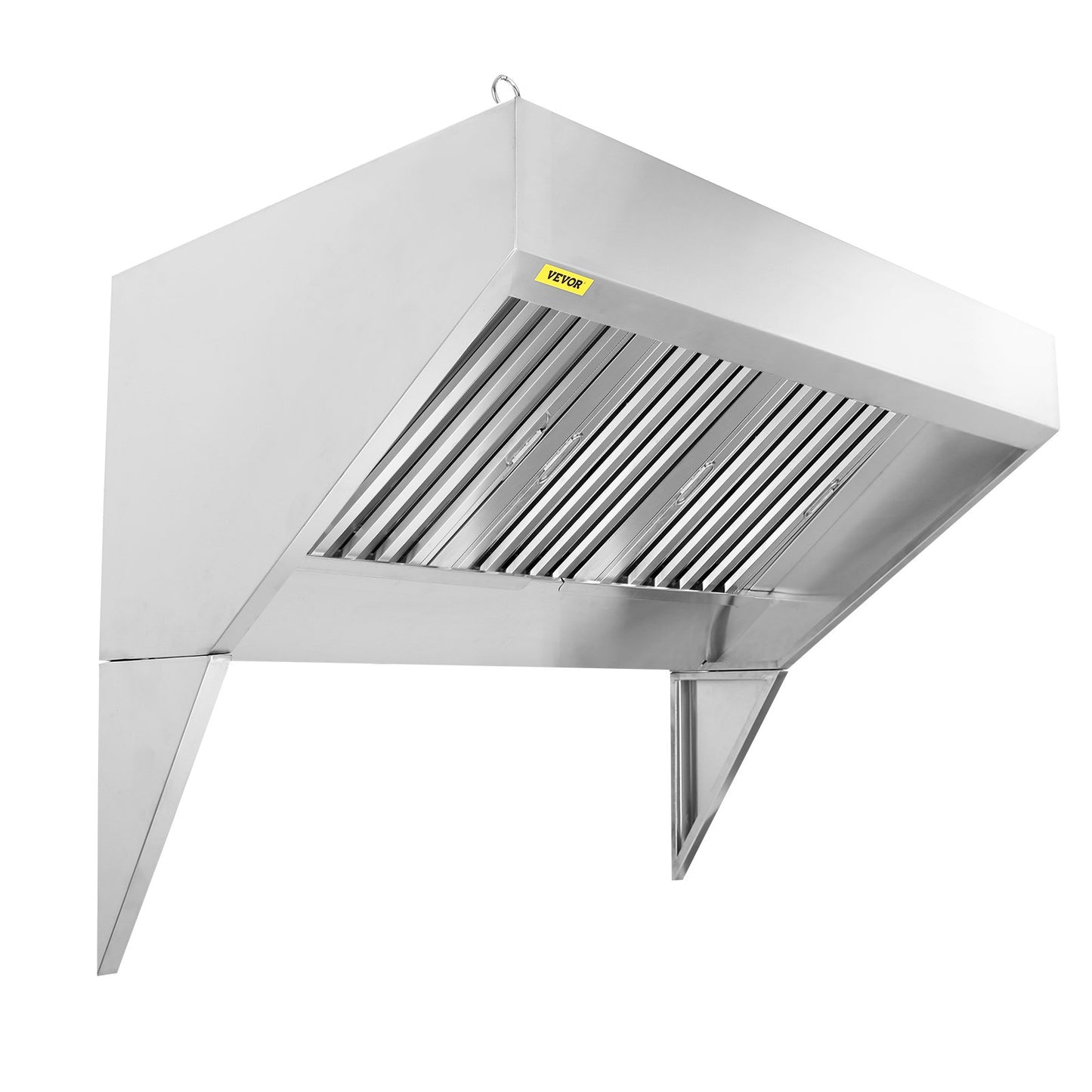 Commercial Avgaskåpa, 6FT Food Truck Huv Avgassystem, 201 rostfritt stål Koncessionsvagnshuv med 3 löstagbara U-formade rutnät Oljefilternät, rostbeständig ventilkåpa för köksrestaurang