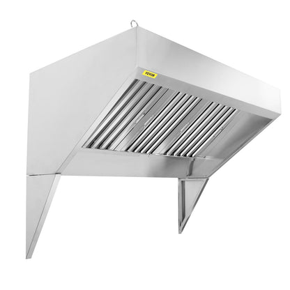 Commercial Avgaskåpa, 6FT Food Truck Huv Avgassystem, 201 rostfritt stål Koncessionsvagnshuv med 3 löstagbara U-formade rutnät Oljefilternät, rostbeständig ventilkåpa för köksrestaurang