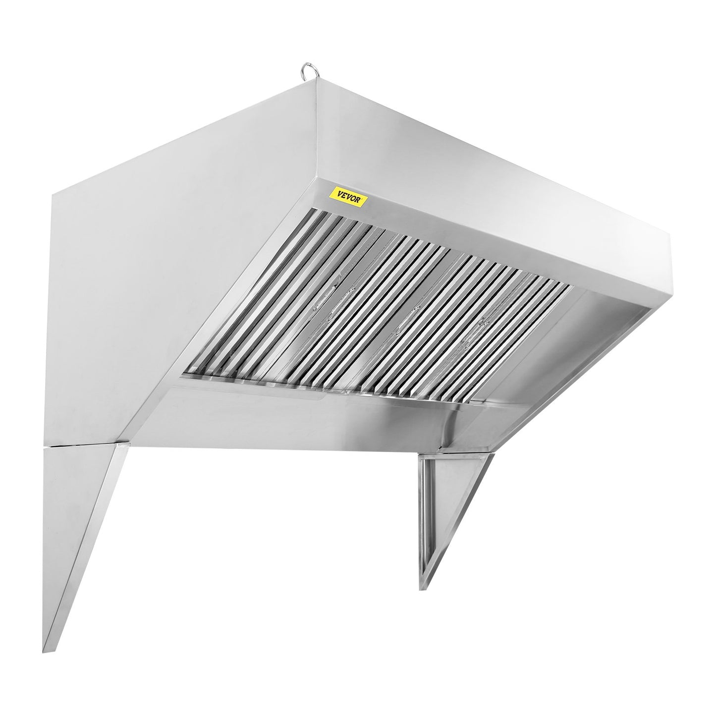 Commercial Exhaust Hood, 9FT Food Truck Hood Exhaust System, 201 Stainless Steel Concession Truck Hood with 4 Removable U-Shaped Grids Oil Filter Mesh, Rust-Resistant Vent Cover for Kitchen Restaurant