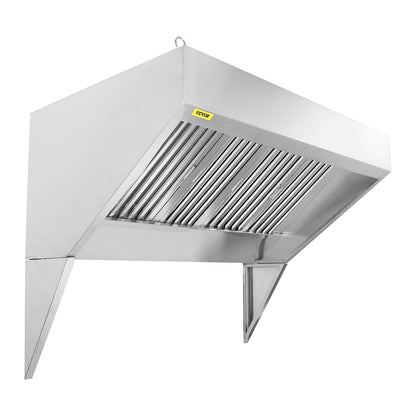 Commercial Exhaust Hood, 9FT Food Truck Hood Exhaust System, 201 Stainless Steel Concession Truck Hood with 4 Removable U-Shaped Grids Oil Filter Mesh, Rust-Resistant Vent Cover for Kitchen Restaurant