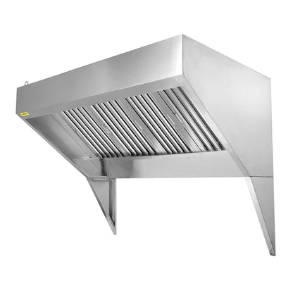 Commercial Exhaust Hood, 9FT Food Truck Hood Exhaust System, 201 Stainless Steel Concession Truck Hood with 4 Removable U-Shaped Grids Oil Filter Mesh, Rust-Resistant Vent Cover for Kitchen Restaurant