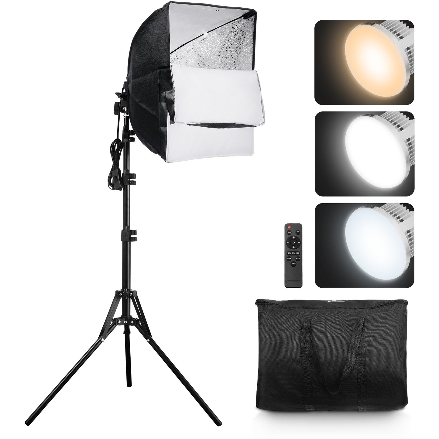 Softbox Lighting Kit 16 tum x 16 tum 3000-6500K Justerbar för fotografering
