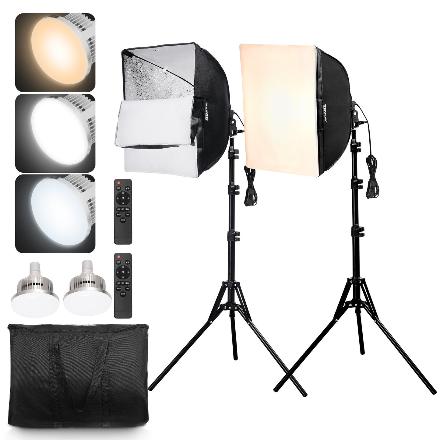 Softbox Lighting Kit 16 inch x 16 inch 3000-6500K Adjustable for Photography