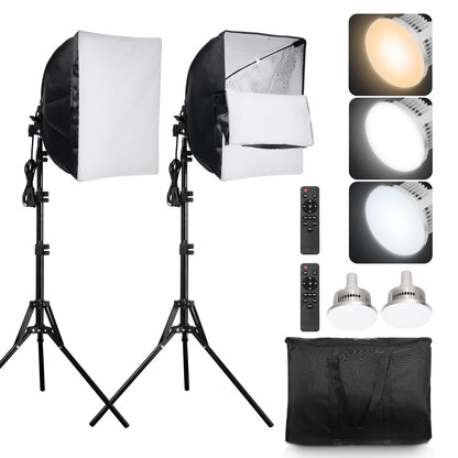 Softbox Lighting Kit 16 inch x 16 inch 3000-6500K Adjustable for Photography