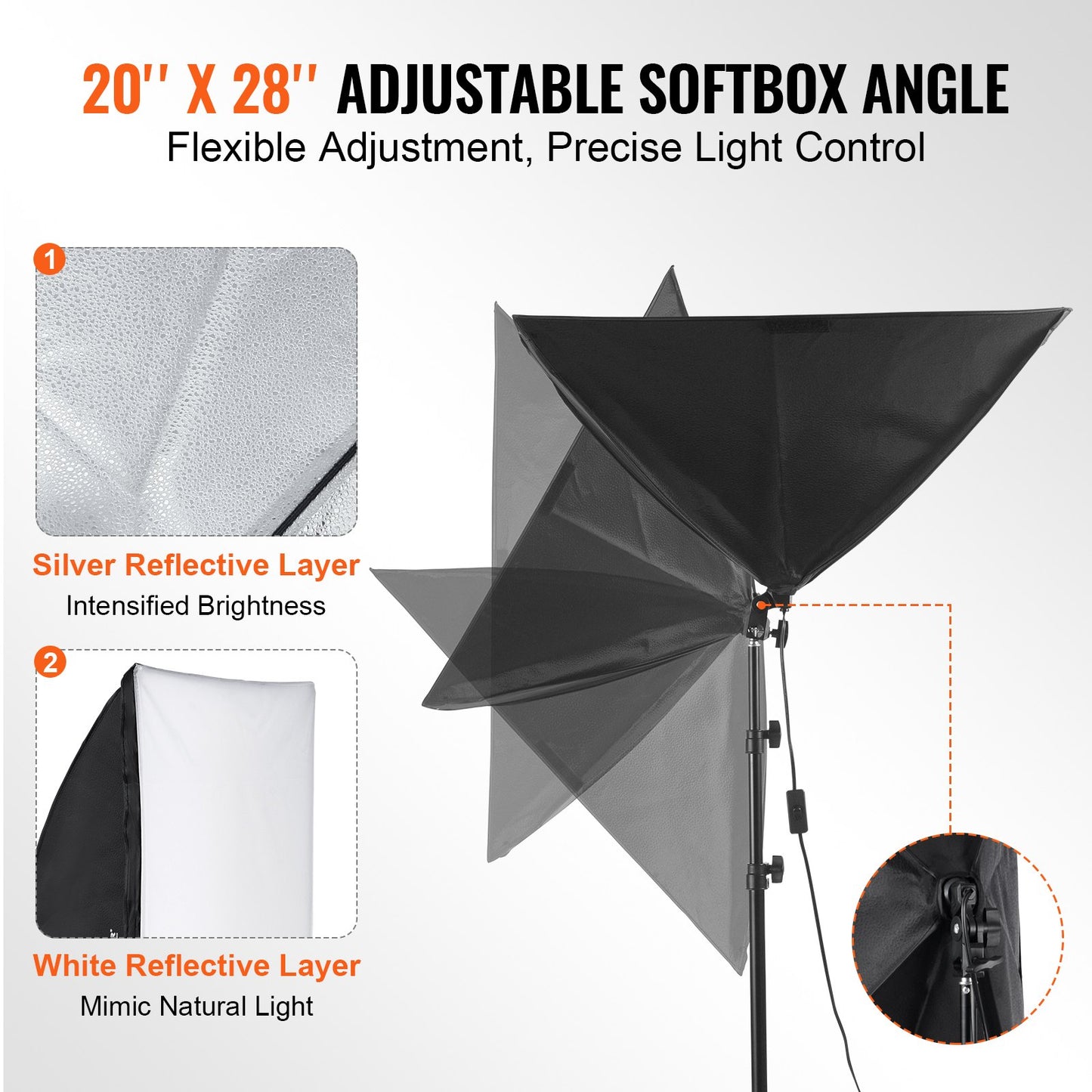 Softbox Lighting Kit 20 tum x 28 tum 30W 5500K LED-lampor justerbart stativ