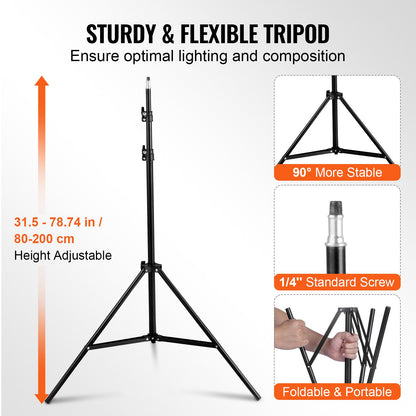 Softbox Lighting Kit 20 tum x 28 tum 30W 5500K LED-lampor justerbart stativ