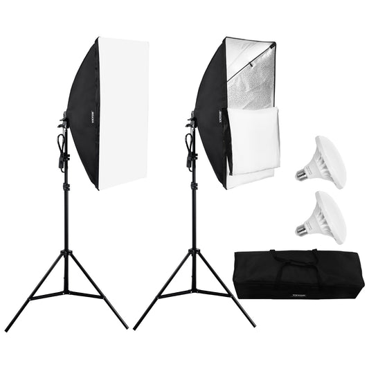 Softbox Lighting Kit 20 tum x 28 tum 30W 5500K LED-lampor justerbart stativ