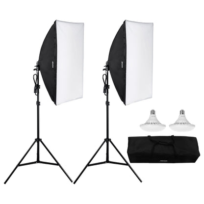 Softbox Lighting Kit 20 tum x 28 tum 30W 5500K LED-lampor justerbart stativ