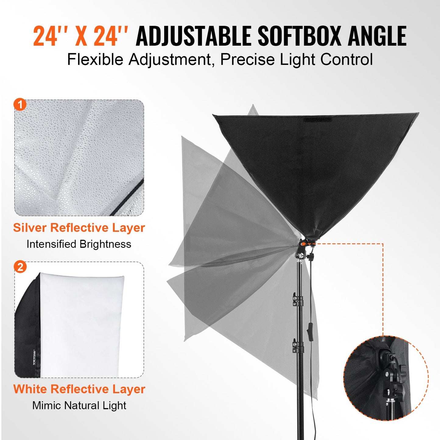 Softbox Lighting Kit 24 tum x 24 tum 30W 5500K LED-lampor justerbart stativ