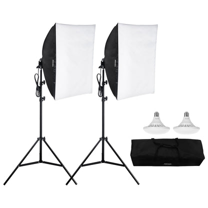 Softbox Lighting Kit 24 tum x 24 tum 30W 5500K LED-lampor justerbart stativ