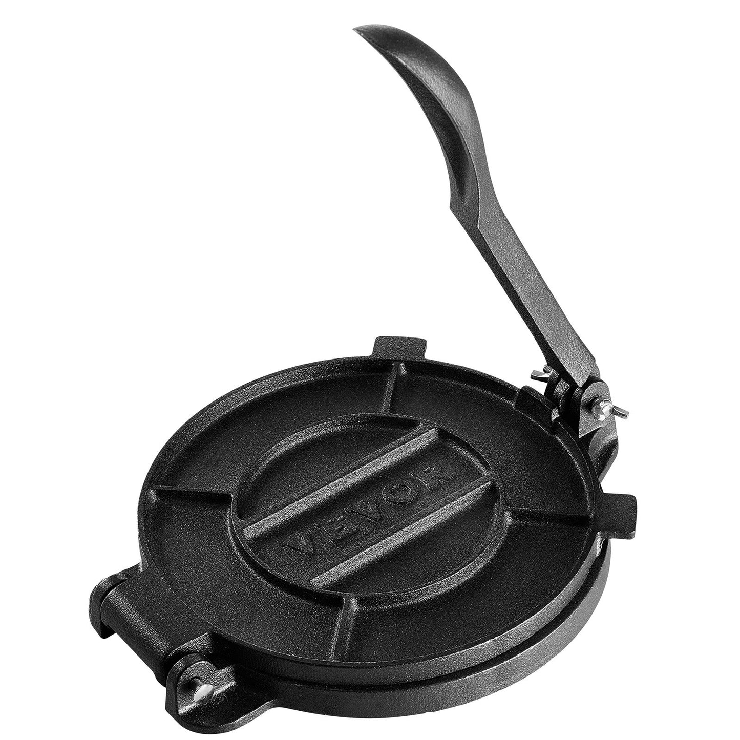 Tortillapresse, 10 Zoll Tortilla- und Roti-Maker, Hochleistungs-Tortilladora-Presse aus Gusseisen, vorgewürzter Pataconera-Maker mit 100 Stück Pergamentpapier, Teigmaschine für Mehltortilla, Tawa, Silber