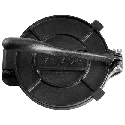 Tortillapresse, 10 Zoll Tortilla- und Roti-Maker, Hochleistungs-Tortilladora-Presse aus Gusseisen, vorgewürzter Pataconera-Maker mit 100 Stück Pergamentpapier, Teigmaschine für Mehltortilla, Tawa, Silber