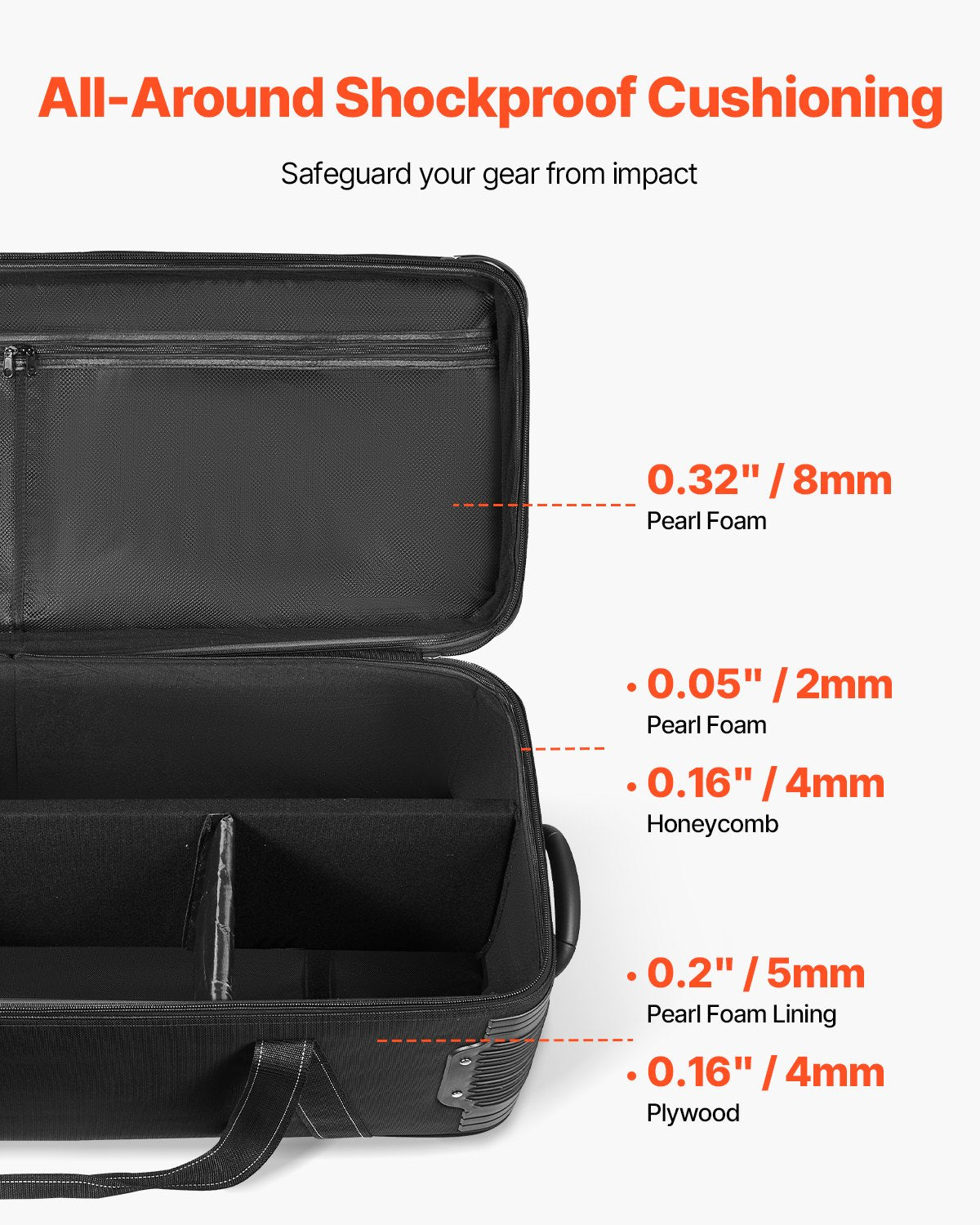 Trolley-Koffer für Studioausrüstung, 51,57 x 14,37 x 14,96 Zoll, Kameratasche mit Rollen
