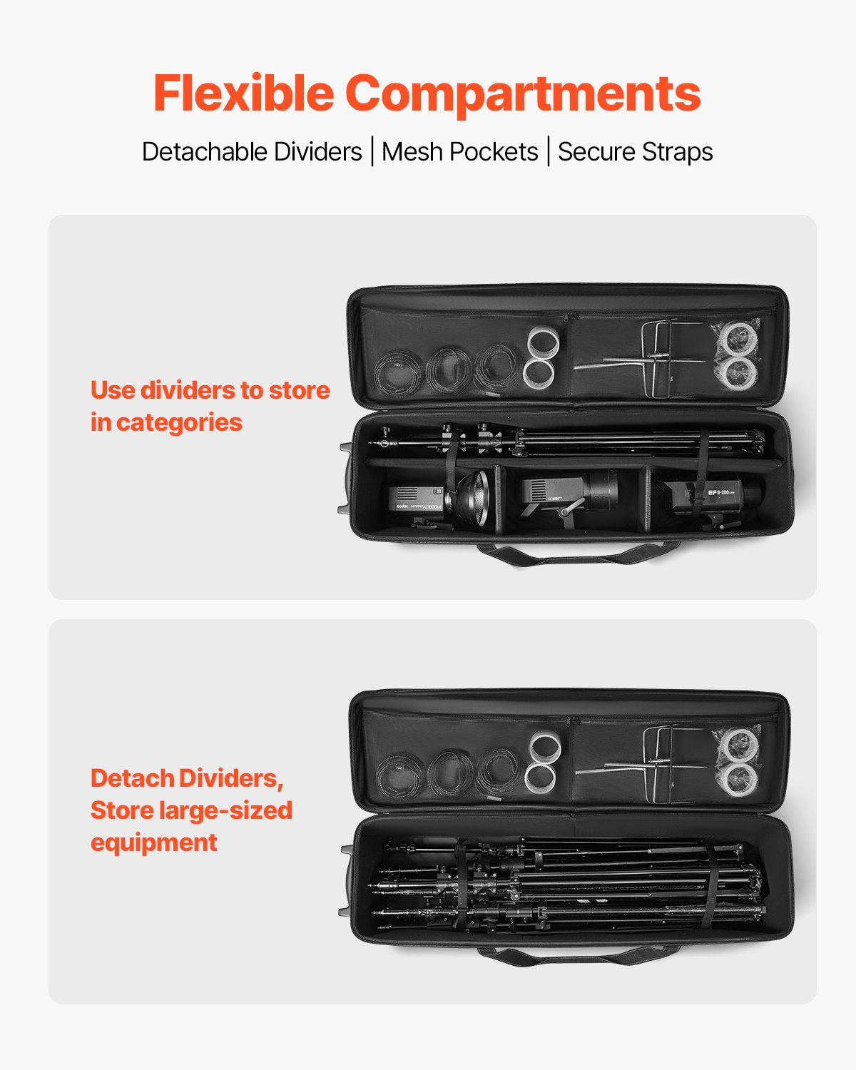 Trolley-Koffer für Studioausrüstung, 51,57 x 14,37 x 14,96 Zoll, Kameratasche mit Rollen