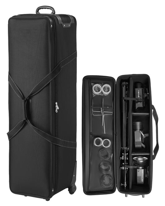 Trolley-Koffer für Studioausrüstung, 51,57 x 14,37 x 14,96 Zoll, Kameratasche mit Rollen