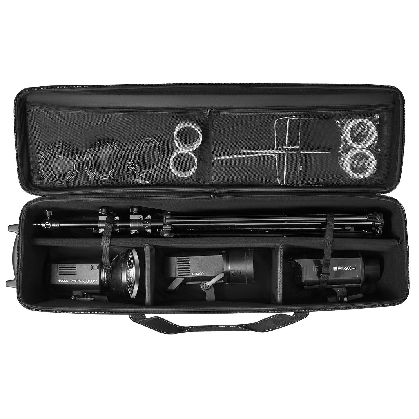 Trolley-Koffer für Studioausrüstung, 51,57 x 14,37 x 14,96 Zoll, Kameratasche mit Rollen