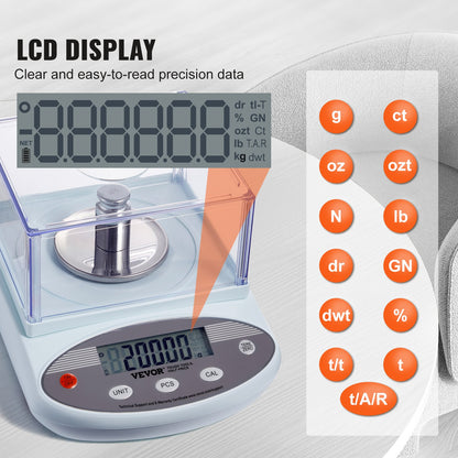 Analytical Balance Lab Scale 500g x 0,001g 13 enheter med vindruta LCD