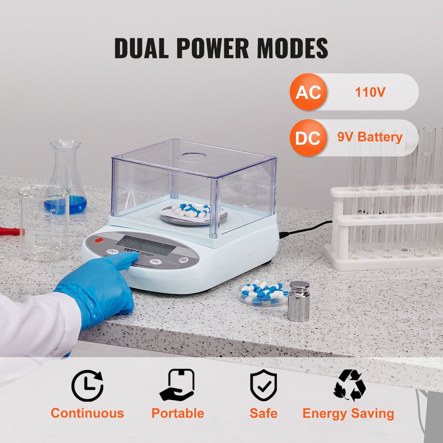 Analytical Balance Lab Scale 500g x 0,001g 13 enheter med vindruta LCD