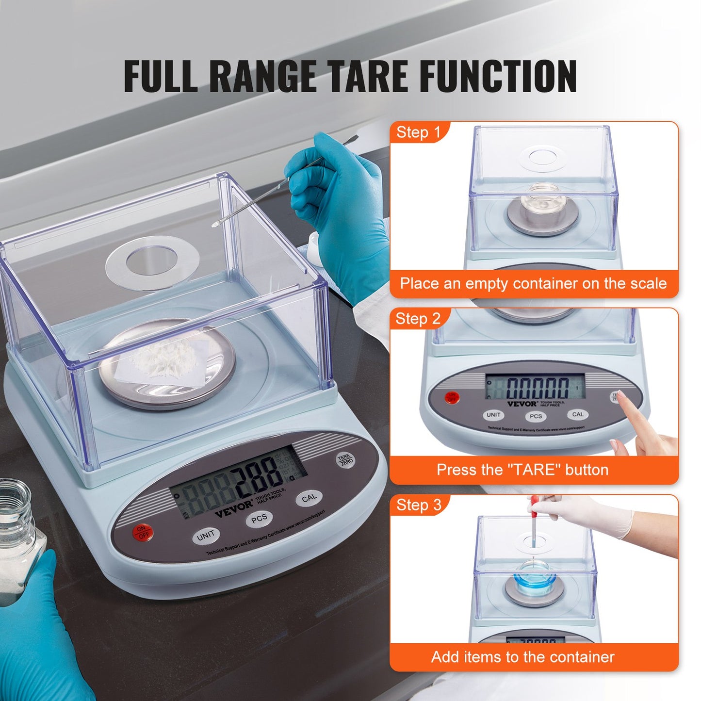 Analytical Balance Lab Scale 500g x 0,001g 13 enheter med vindruta LCD