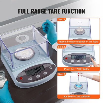 Analytical Balance Lab Scale 500g x 0,001g 13 enheter med vindruta LCD