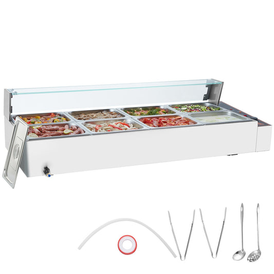 Commercial Electric Food Warmer Bänkskiva buffé 8*8Qt med glassköld