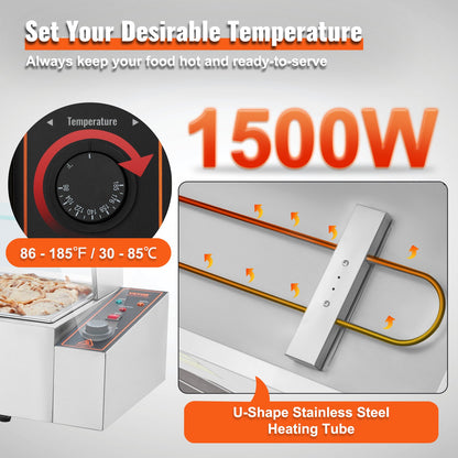 Commercial Electric Food Warmer Bänkskiva buffé 4*8Qt med glassköld
