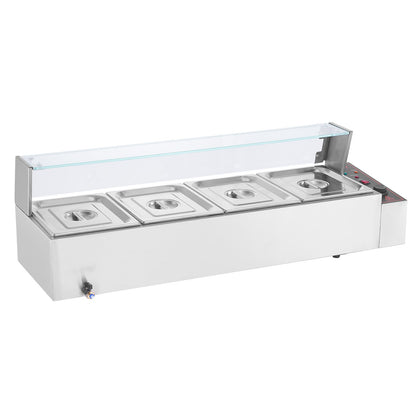 Commercial Electric Food Warmer Bänkskiva buffé 4*8Qt med glassköld