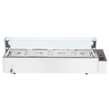 Commercial Electric Food Warmer Bänkskiva buffé 4*8Qt med glassköld