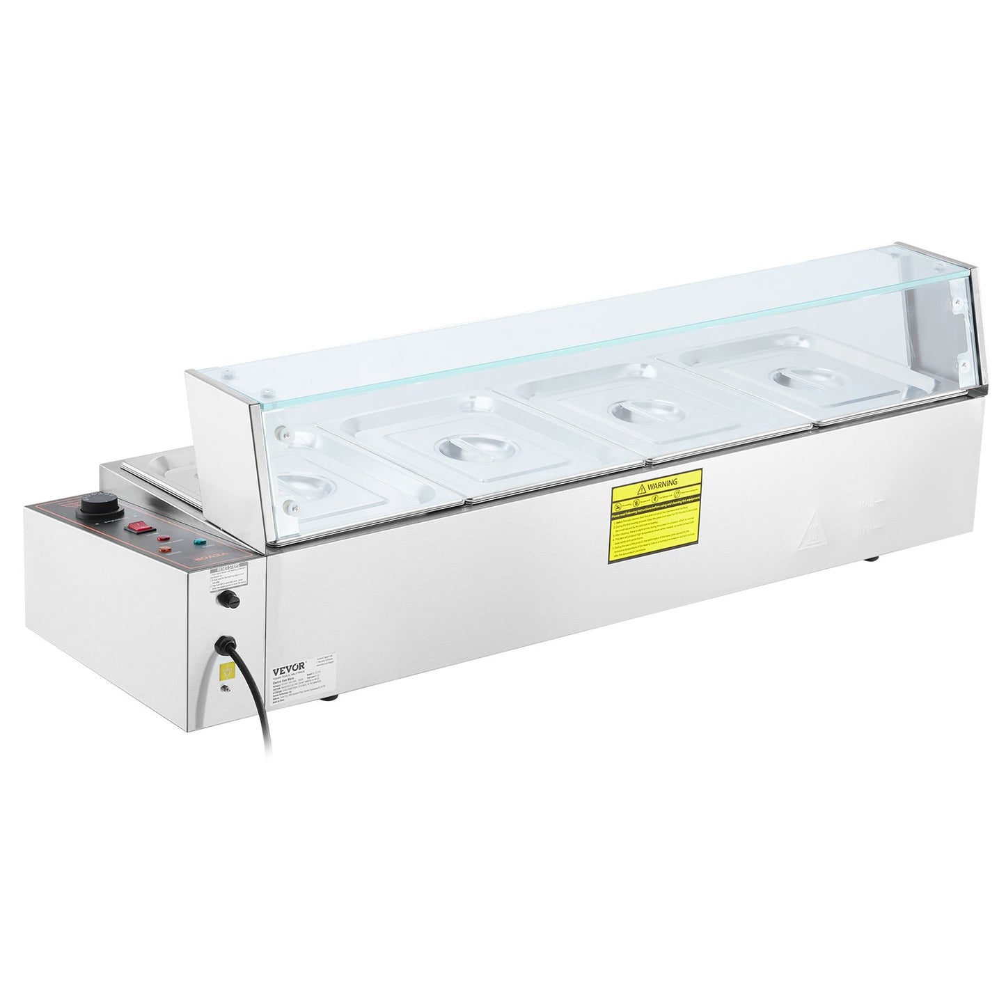 Commercial Electric Food Warmer Bänkskiva buffé 4*8Qt med glassköld