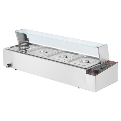 Commercial Electric Food Warmer Bänkskiva buffé 4*8Qt med glassköld
